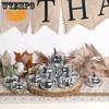 Simulation Glossy Pumpkin Set Model Reflective Silver Pumpkin Decorative Item Halloween Desktable Decoration