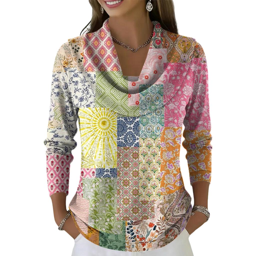 Женский повседневный и модный свитер с круглым вырезом, длинными рукавами и принтом