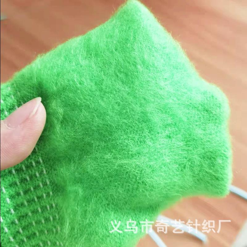 Outdoor gloves solid color cycling gloves men and women winter knitting warm couple full finger plus cashmere gloves wholesale lightgrey one size