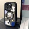 Чехол-телефон с сыром и щенком: Apple 17 Pro/13 Pro Max Акриловая Черная Рамка, Магнитное Крепление, Мультяшный Дизайн