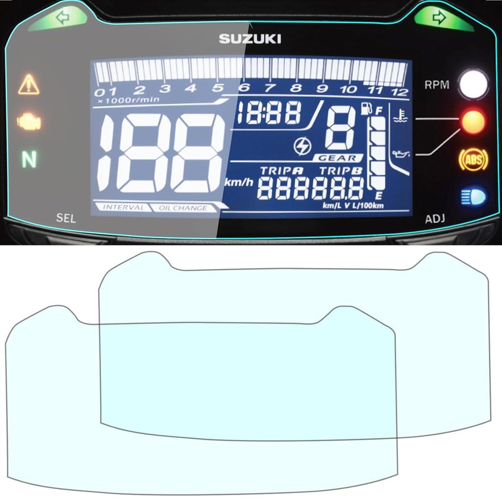 Motokano Пленка для приборной панели для GSX250R (2017-2024) и V-Strom 250 (2017-2023) - Защитная пленка для приборной панели, набор из 2 штук