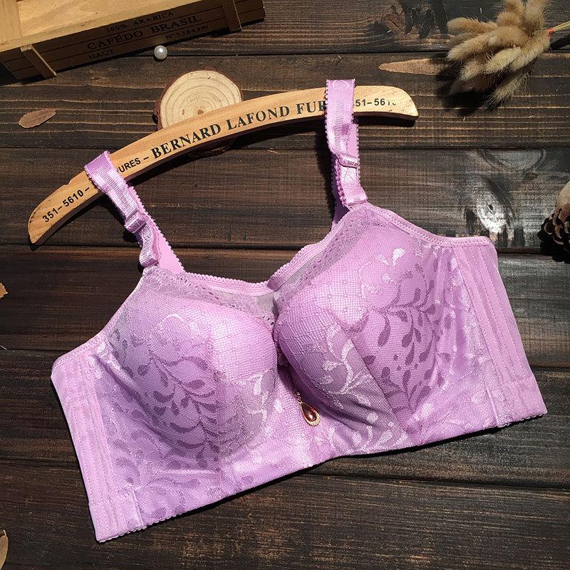 Sexy Large Size Bra Full Cup Bustier Gathered Underwear Anti-glare Thin Section To Increase The Bra