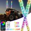 2-Piece 2ft RGB LED Whip Lights with Flagpole App Remote Control 366 Modes 300 Patterns IP67 Waterproof 12-24V for UTV ATV Truck Boat Off-