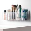 Держатель для кистей для макияжа, прозрачный настенный ящик для хранения с клейкими крючками, косметический органайзер с отделениями для ванной комнаты, спальни