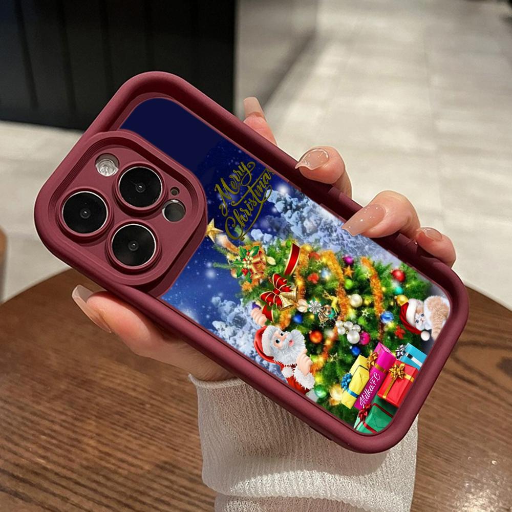 Чехлы для телефонов Ae119 Merry Christmas Santa art design для iPhone 16 14 13 11 Pro Max 15 7 8 6 Plus 12 mini XR XS Max SE Angel Eye Ladder Protective Cover