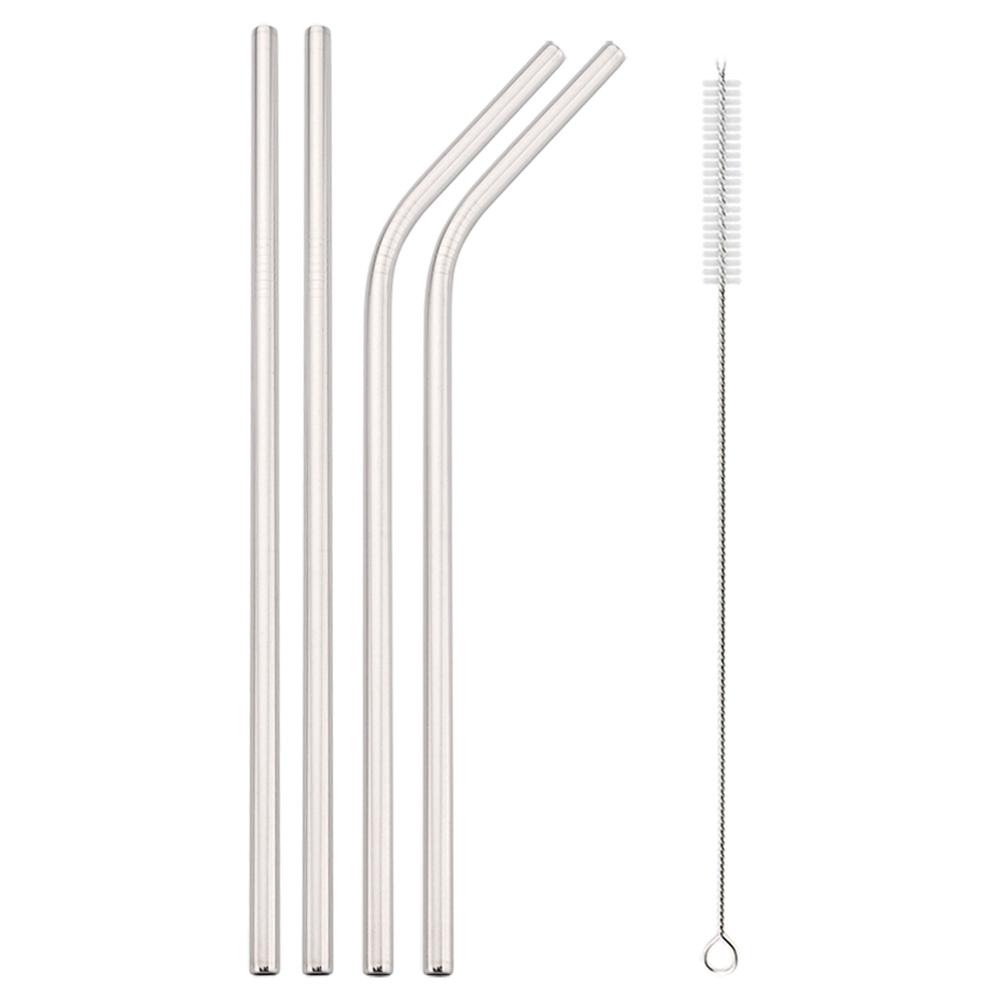 Многоразовые соломинки для питья, разноцветные металлические трубочки из нержавеющей стали, прямая изогнутая соломинка с чистящей щеткой, посуда для напитков, аксессуар для барной вечеринки