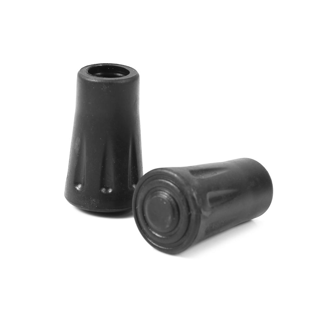 12pcs Black Rubber Long Head Rod Cap Protector For Walking Hiking Trekking Poles