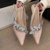 Crystal Butterfly Women Heeled Sandals Sexy Pointed Toe High Heels Shoes Designer 2025 Summer New Slipper Luxury Pumps Sandalias