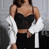 Crystal Sexy Tank Top Hollow Out Women Short T-shirt Vintage Mesh Crop Top  Streetwear