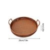 Storage Tray Round Rattan Woven Tray Fruit Breakfast Tea Storage Basket Desktop Sundries Organizer Bread Plates With Wood Handle