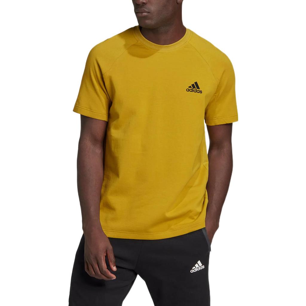 Adidas T Shirts Men's Yellow Crew Neck Moderate Straight Fit HL3870