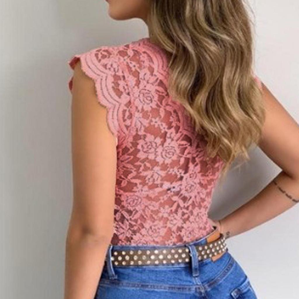 Женская повседневная сексуальная тонкая однотонная кружевная майка с v-образным вырезом, женское сексуальное кружевное эротическое белье