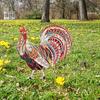 Металлический колышек для сада в виде петуха, устойчивый к погодным условиям, прочный, для наружного использования, патио, двора, газона, реалистичный, железный колышек для петуха, украшение