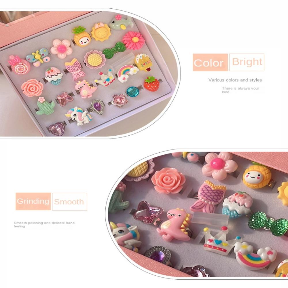 24 шт./набор Яркий цвет Мультяшные детские кольца Набор Мультяшные животные Набор колец Игрушка Девочки