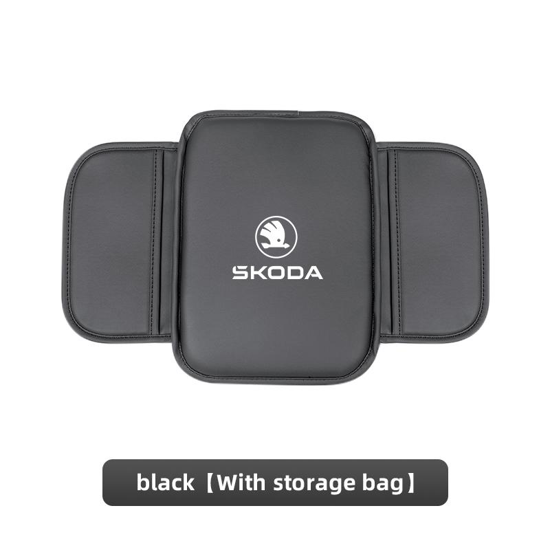 CWWR6 Leather Car Armrest Box Pad Central Arm Rest Storage Pocket Protective Cover For New Skoda Octavia Kodiaq Fabia Superb Karoq