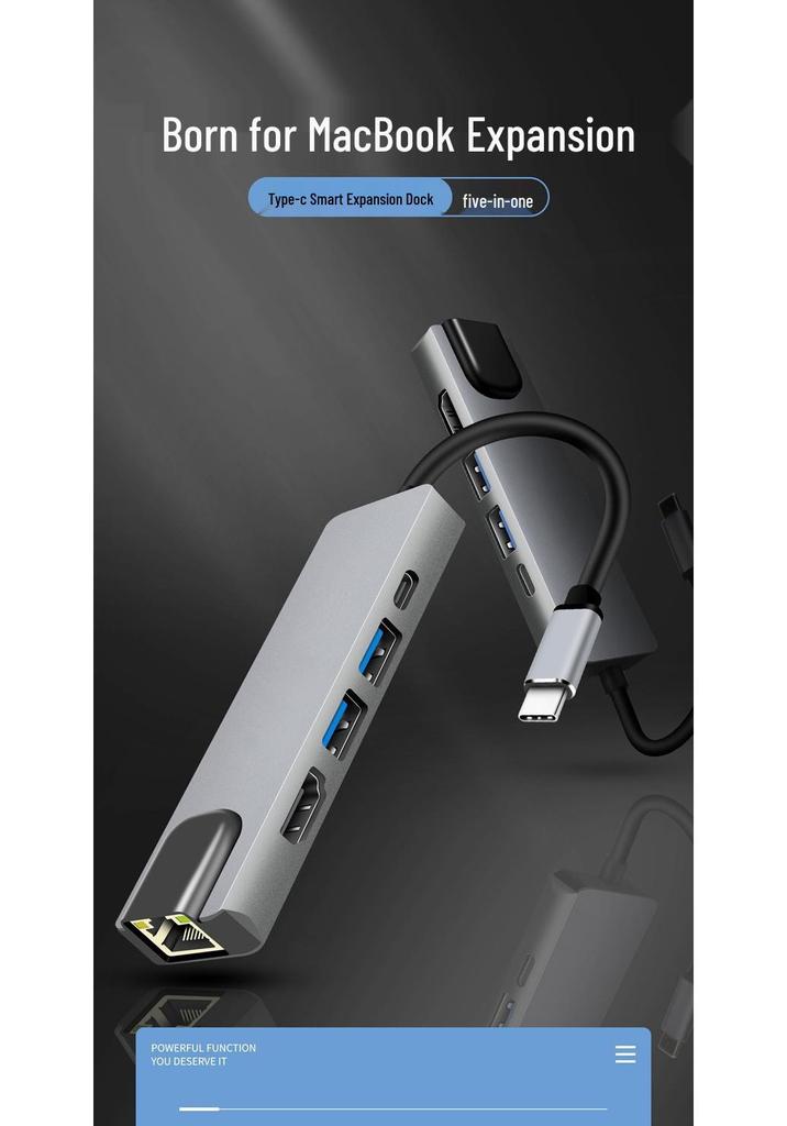 Многопортовый концентратор Type-C: USB-разветвитель с HDMI, Ethernet и док-станцией «восемь в одном».