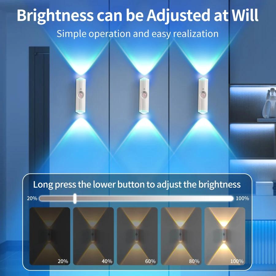 Магнитный перезаряжаемый светодиодный ночник RGB лампа заката беспроводной настенный светильник с датчиком движения для лестницы шкафа прихожей комнаты декор