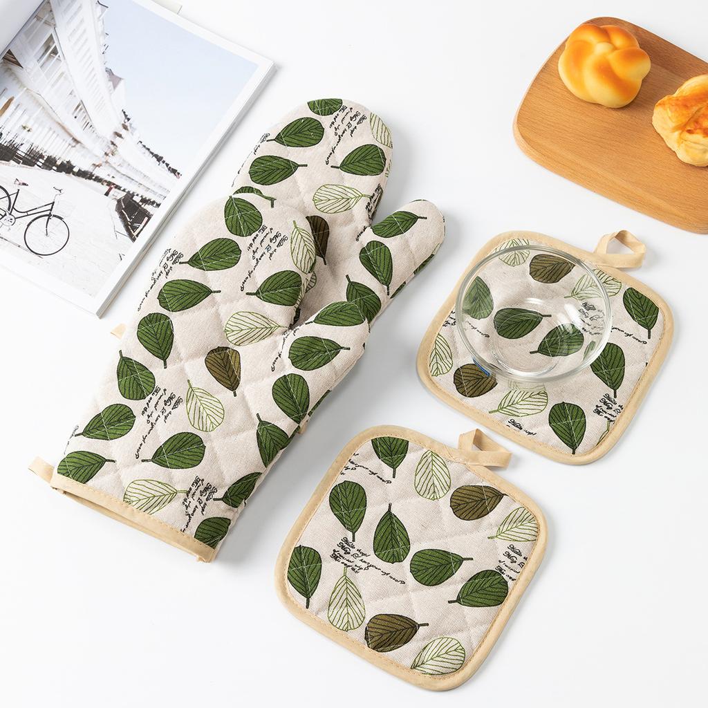 Набор из 4 предметов: кухонные прихватки и подставки под горячее, супертолстые кухонные удлиненные перчатки для духовки с высокой термостойкостью 500 градусов