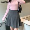 Весенне-осенняя женская классическая плиссированная юбка больших размеров с высокой талией, короткая юбка с лямкой на шее