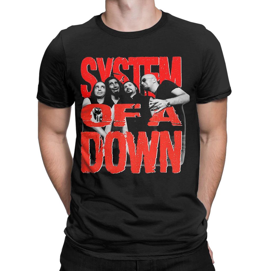 Vintage System Of A Down Soad Rock Band Tshirts Men's Cotton Short Sleeve Round Neck Summer Top Tee