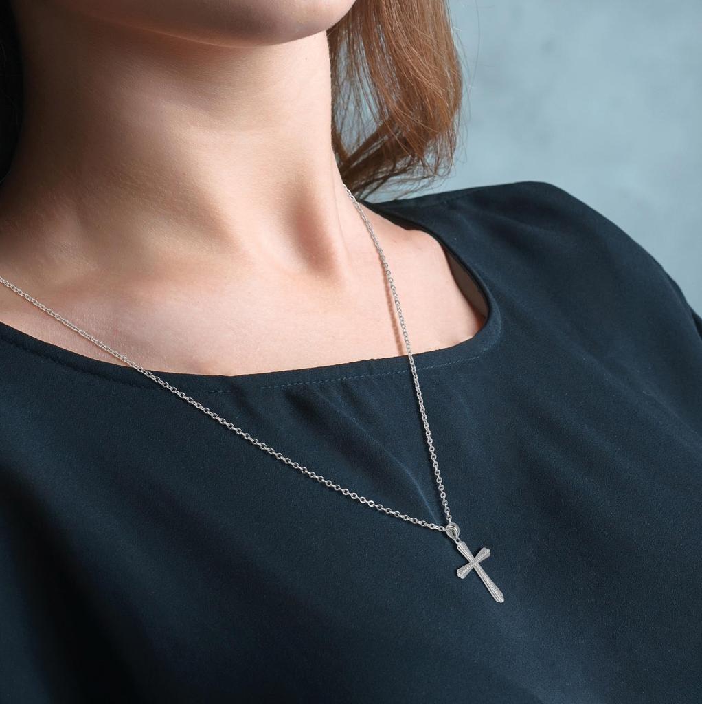 Ожерелье с крестом из стерлингового серебра 925 пробы и циркония для женщин [GAVU]
