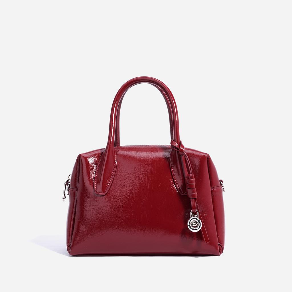 2025 New Bowling Bag Red Wedding Bag Single Shoulder Crossbody Bag Women's Handheld Boston Bag Handbag