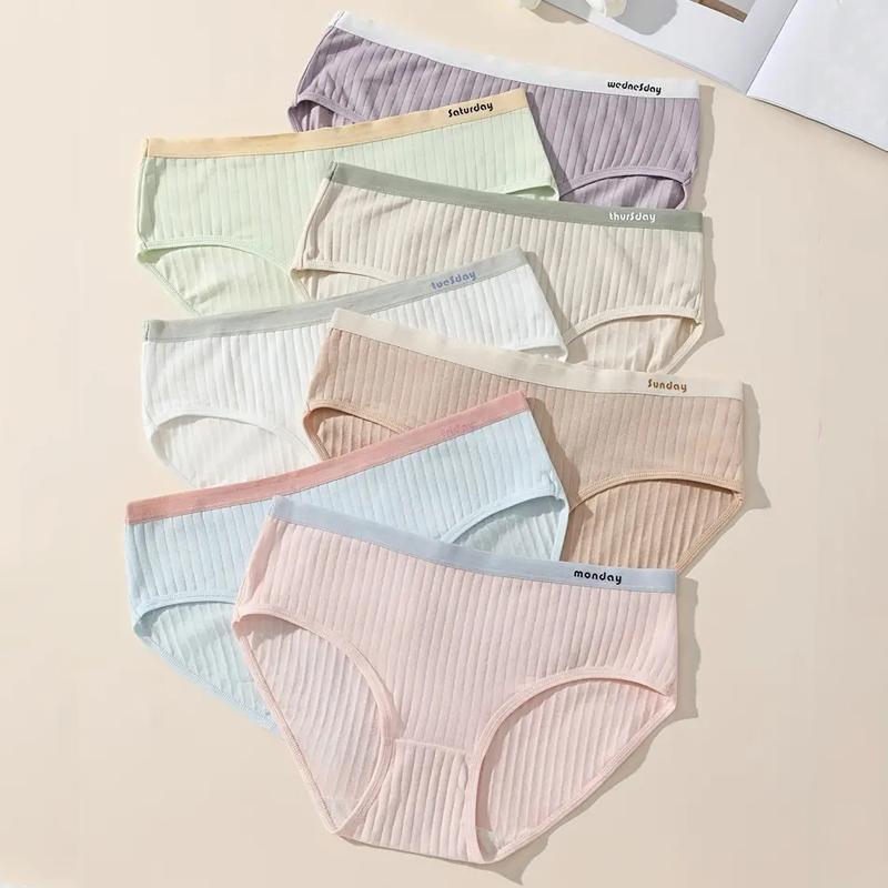 7Pcs Women's Panties Cotton Underwear Week Pants Girls Briefs Solid Panty Breathable Underpants Sexy Low Waist Female Lingerie