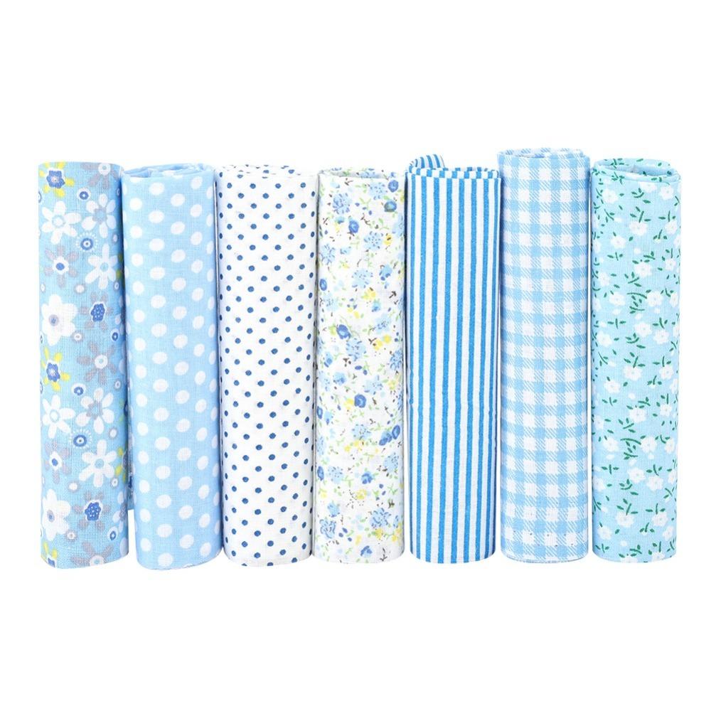 7Pcs Blue floral pattern Fabric Bundle Quilting Fabric Hand quilt production