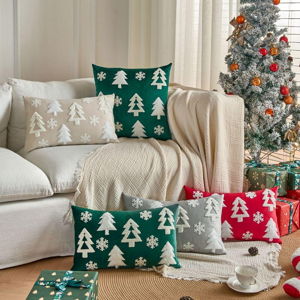 INS Style Throw Pillowcover Christmas Tree Cushion Cover Velvet Christmas Pillowcase Sofa/Bed