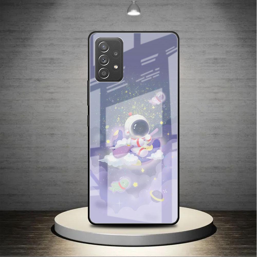 Стеклянный чехол для Samsung Galaxy A52 A71 A50 A51 A70 A21s A31 A72 A10 A12 A30 A22 5G Чехол для телефона Астронавт Милый