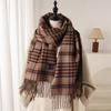 Cross-Border High-End Autumn And Winter Plaid Warm Scarf Women'S Shawl Versatile Commuter Fringed Fine Sand Imitation Cashmere Scarf