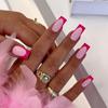 French Flower False Nails Rainbow Lines Press On Nails Fashion Fake Nials DIY