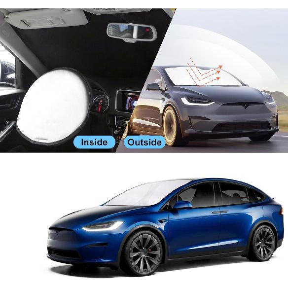 TINGLU Солнцезащитный козырек для Tesla Model X Tesla X 2016-2024 2025 Аксессуары Солнцезащитный козырек на лобовое стекло Защита от УФ-лучей Накидка на солнцезащитный козырек С