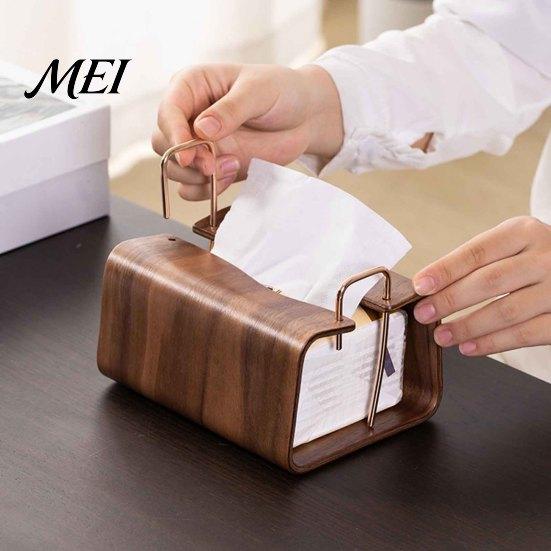Bathroom Tissue Case Wooden Holder, Rectangular Decorative Paper Napkin Dispenser, Durable Home Accessory Organizer, for Office Desk Decor Box Holder