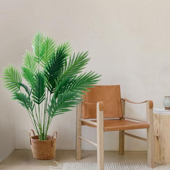 Искусственная пальма арека Поддельное тропическое пальмовое дерево Устойчивое к УФ-лучам Искусственное зеленое растение для воскресной цветочной композиции Гавайская луау Вечеринка в джунглях на пляже Декор