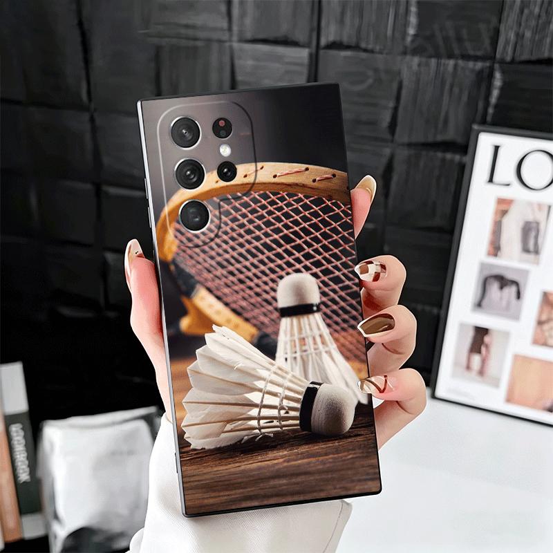 Badminton Sport Soft Phone Case for Samsung Galaxy S26 S25 Edge S24 Ultra S23 Plus S22 S21 FE S20 Black Cover Back Shell