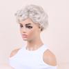Короткие вьющиеся волосы серебристо-серый белый парик для пожилых женщин синтетический парик с челкой мамочка парик для повседневной вечеринки косплей термостойкое волокно
