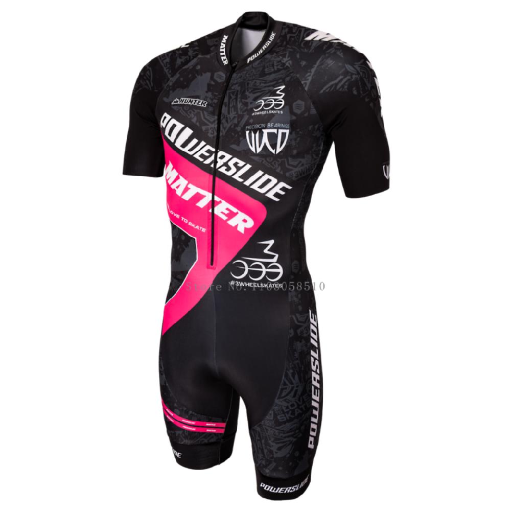 Powerslide Skating Short Sleeve Speed Skating Suit Kids Practice Training Inline Speed Skating Aldult Triathlon Race Clothing