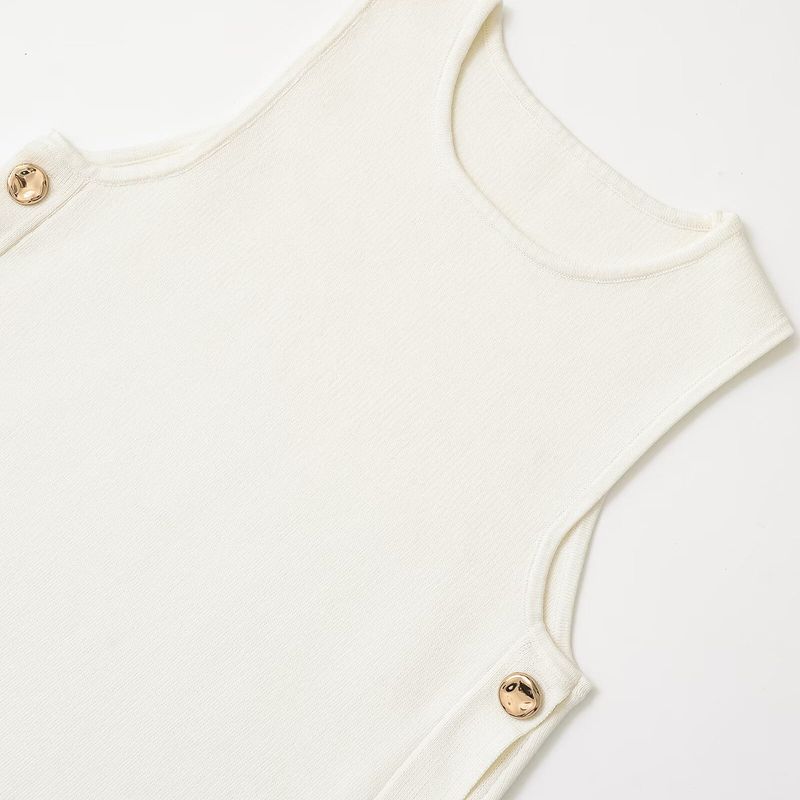 Kaslead New Women Clothes Western Style Fashion Simple Decorated Row Button Knit Vest 4192049