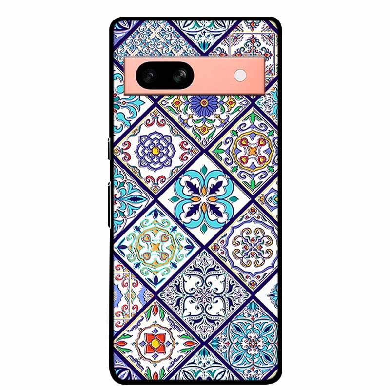 3D Flowers Case For Google Pixel 7a 5G Case Emboss Relief Floral Black Silicone Soft Back Covers For Google Pixel 7a Case Fundas