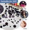 1set 1800pcs 6 Sgtyles PVC Plastic Paillette/Sequins Pendants Ornament Accessories Flat Round Black 8~25x0.2~0.3mm Hole: 1.2~1.4mm about 300pcs/style