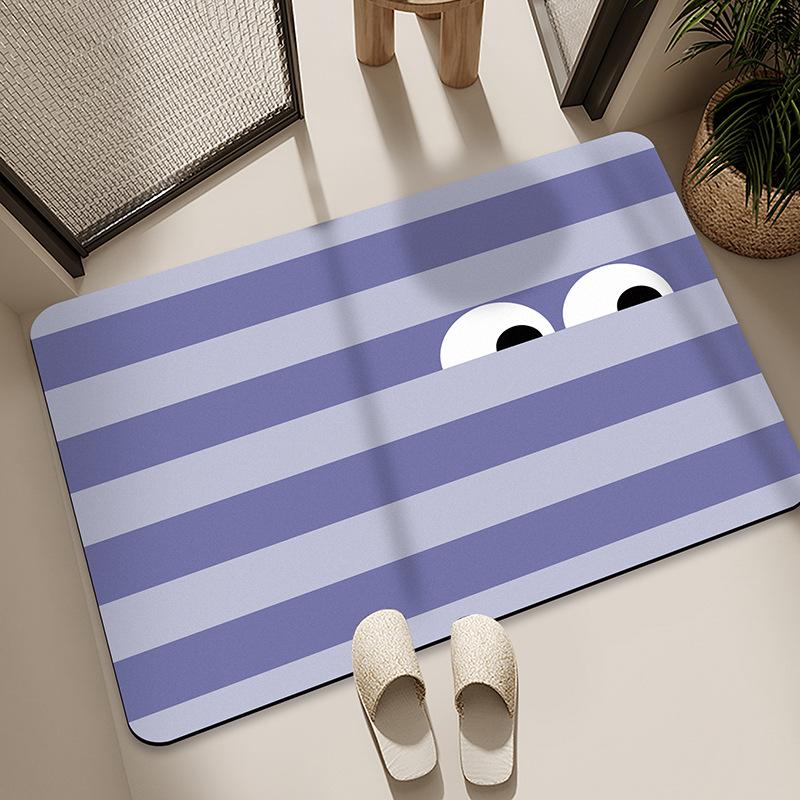 Diatom Mud Floor Mat Bathroom Water Absorption Quick-drying Foot Pad Cartoon Black Cat Dirty-resistant Anti-slip Pad Household Bathroom Entrance Mat