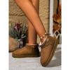 Women's winter snow boots, new style, flat sole, short, fleece-lined, comfortable cotton boots.