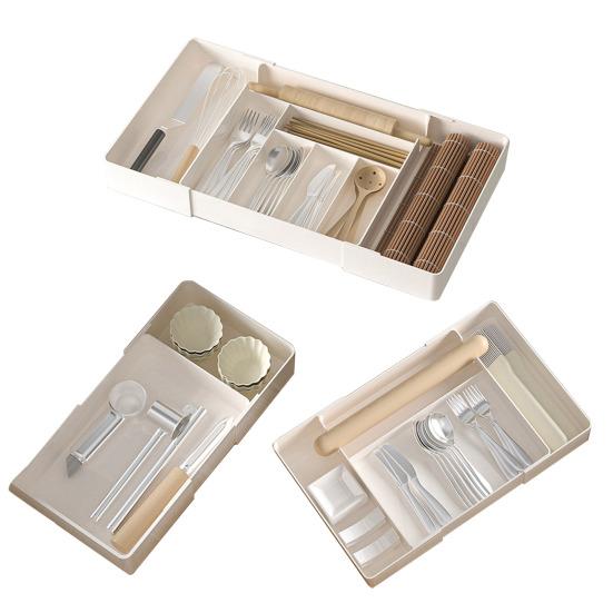 Органайзер для столовых приборов, выдвижной ящик для кухонных принадлежностей, органайзер с несколькими отделениями, большой вместимостью для столовых приборов