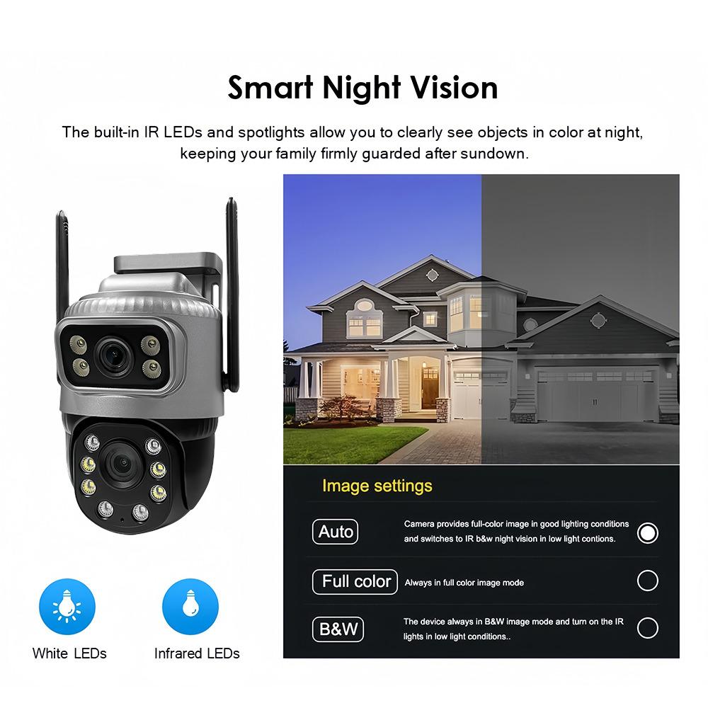 8-мегапиксельная 4K PTZ IP-камера для наружного использования с двумя объективами, двумя экранами, 4G SIM-картой, высокой четкостью, искусственным интеллектом, обнаружением человека, видеонаблюдением