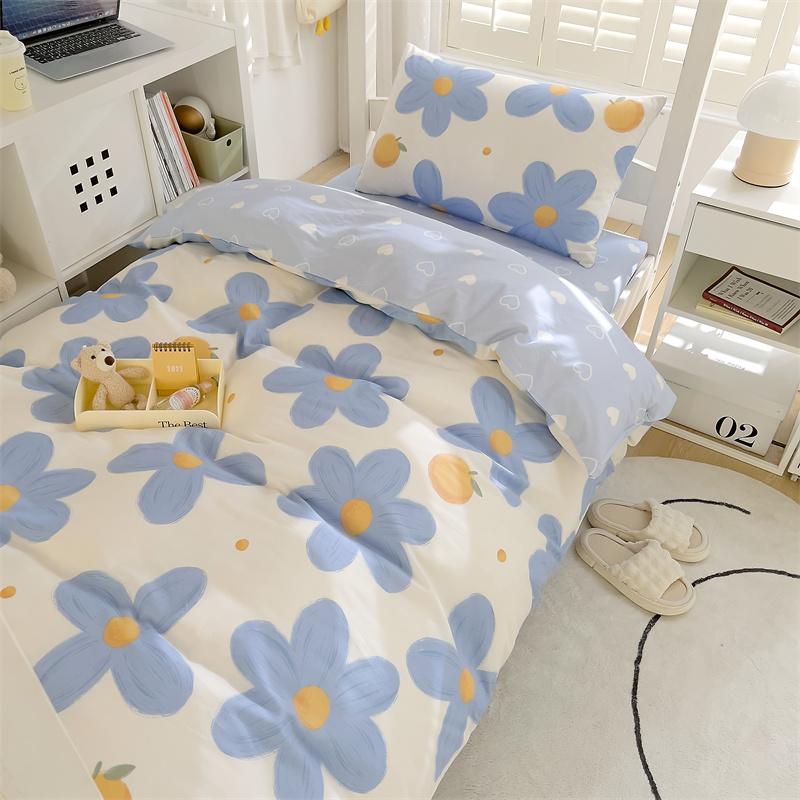 Высококачественная хлопковая простыня с принтом, мягкая и дышащая, для студенческого общежития, комплект из 3 предметов, универсальная для односпальной кровати в общежитии