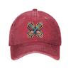Colorful Intertwined Hands Butterfly Graphic Washed Denim Baseball Cap Unisex Casual Adjustable Dad Hat
