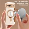 Luxury Leather Wallet Card Flip Clear Phone Case for Google Pixel 9 Pro XL 8A 7A Plating Magnetic Wireless Charging Shockproof Protect Cover
