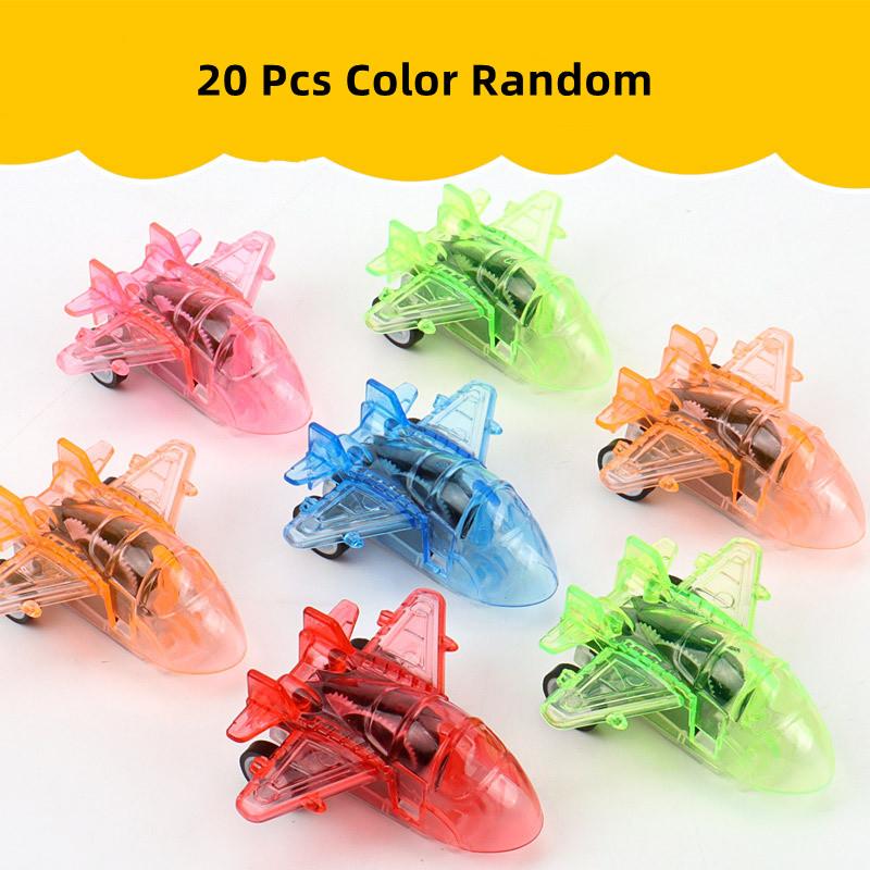 20Pcs Creative Mini Car Boys Kid Plastic Transparent Pull Back Car Small Aircraft Toys Favor Party Educational Birthday Gifts