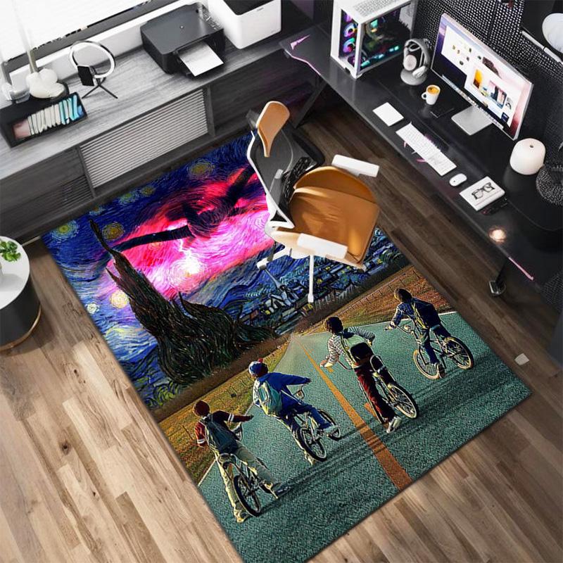 Halloween horror horror theme Stranger Things carpet home living room decoration table and chairs anti slip door mat outdoor picnic mat carpet A7